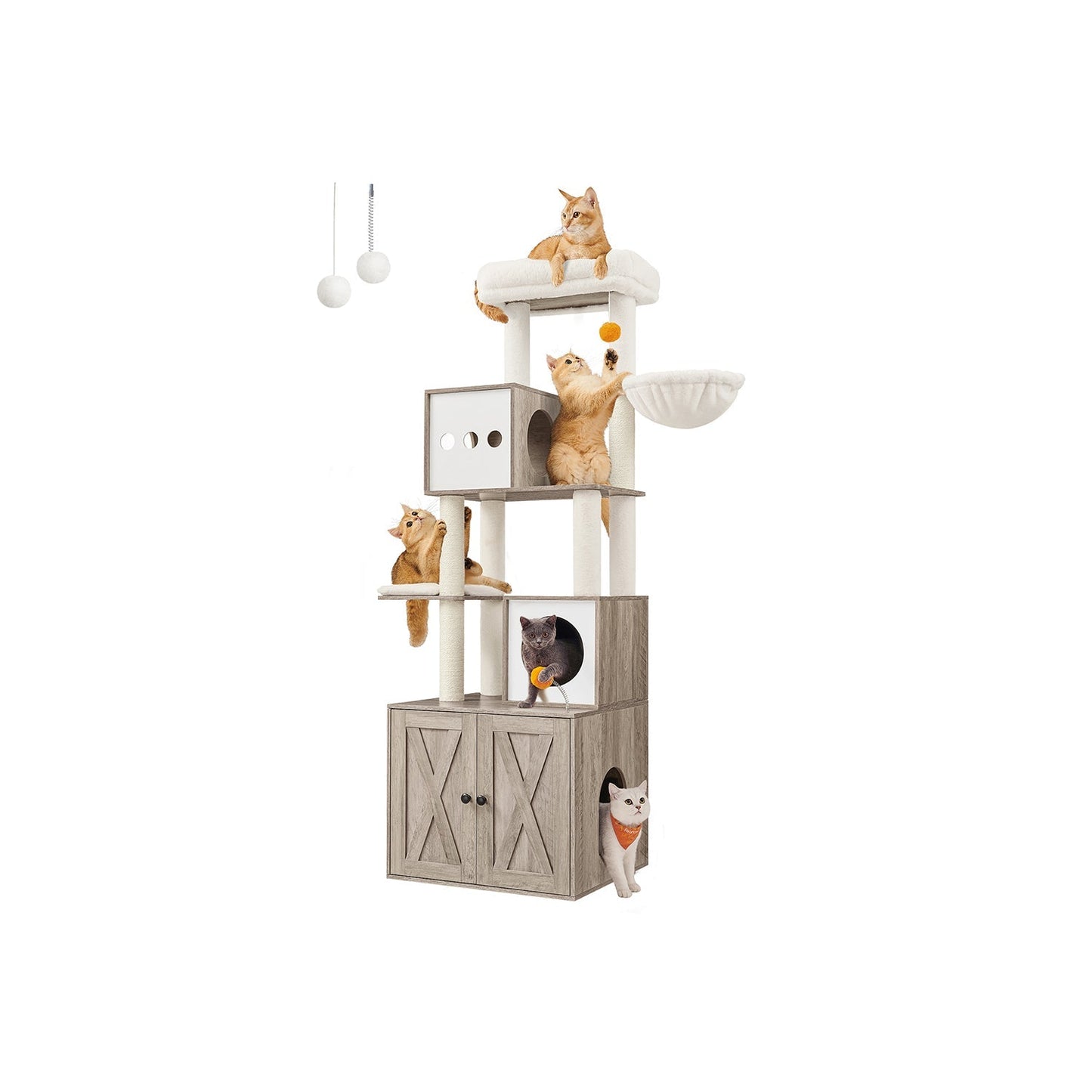Kratzbaum, Katzenbaum mit Katzenklo-Schrank